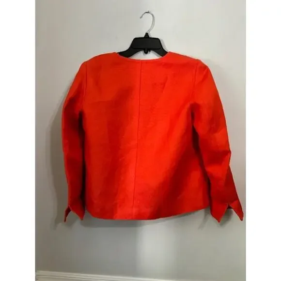 Talbots Bright Orange Collarless Blazer with Gold Buttons - Picture 3 of 8